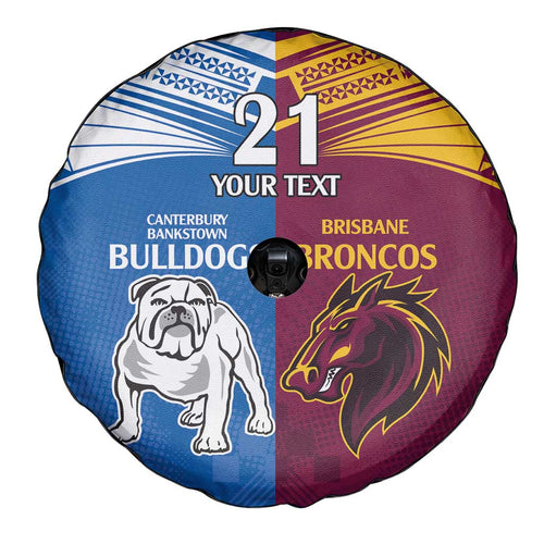 Custom Broncos-Bulldogs Spare Tire Cover NRL Tribal Half Style