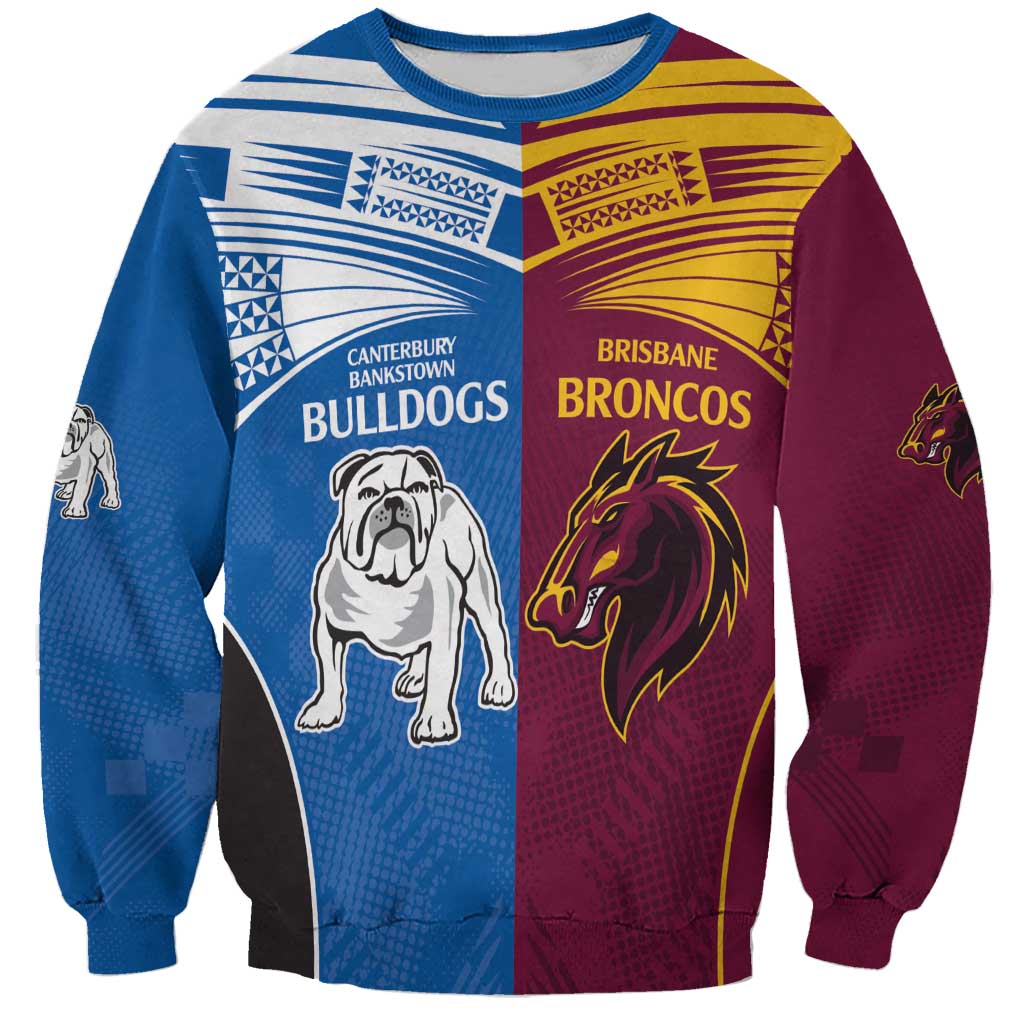 Custom Broncos-Bulldogs Sweatshirt NRL Tribal Half Style