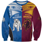 Custom Broncos-Bulldogs Sweatshirt NRL Tribal Half Style