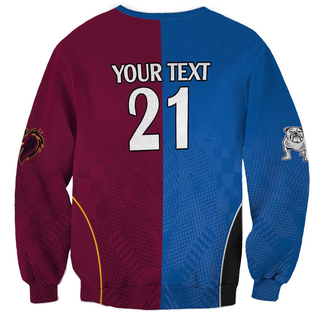 Custom Broncos-Bulldogs Sweatshirt NRL Tribal Half Style