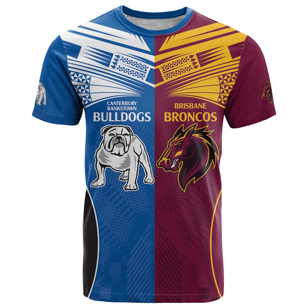Custom Broncos-Bulldogs T Shirt NRL Tribal Half Style