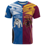 Custom Broncos-Bulldogs T Shirt NRL Tribal Half Style