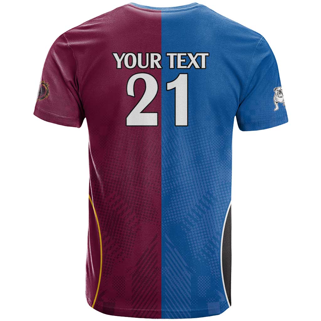 Custom Broncos-Bulldogs T Shirt NRL Tribal Half Style