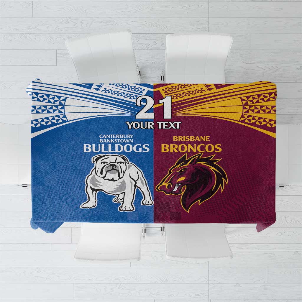 Custom Broncos-Bulldogs Tablecloth NRL Tribal Half Style