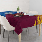 Custom Broncos-Bulldogs Tablecloth NRL Tribal Half Style