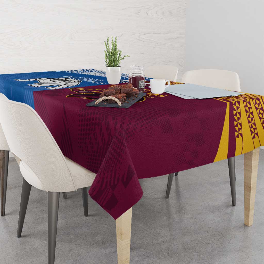 Custom Broncos-Bulldogs Tablecloth NRL Tribal Half Style