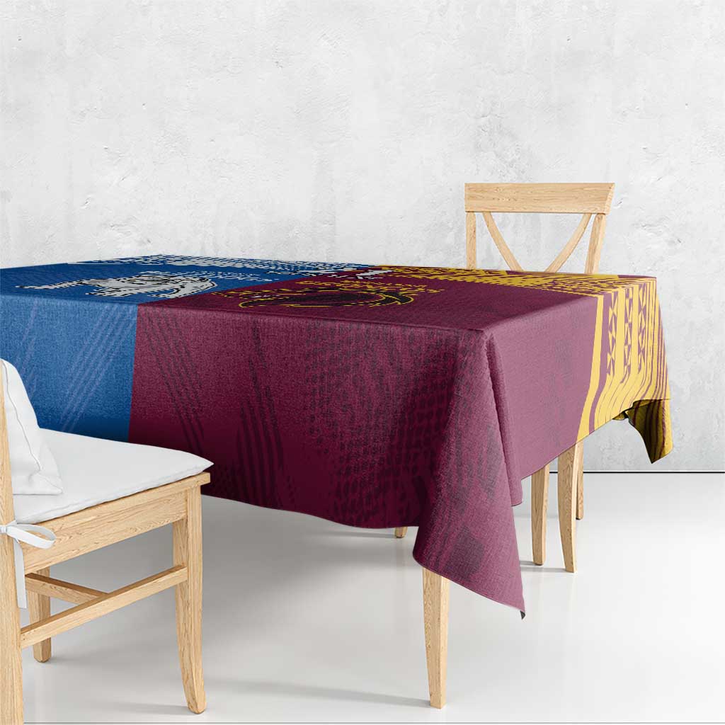 Custom Broncos-Bulldogs Tablecloth NRL Tribal Half Style
