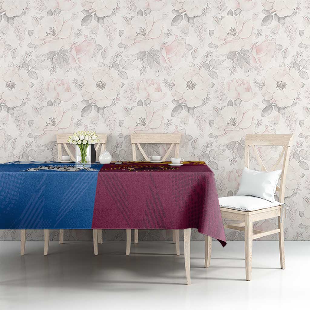 Custom Broncos-Bulldogs Tablecloth NRL Tribal Half Style
