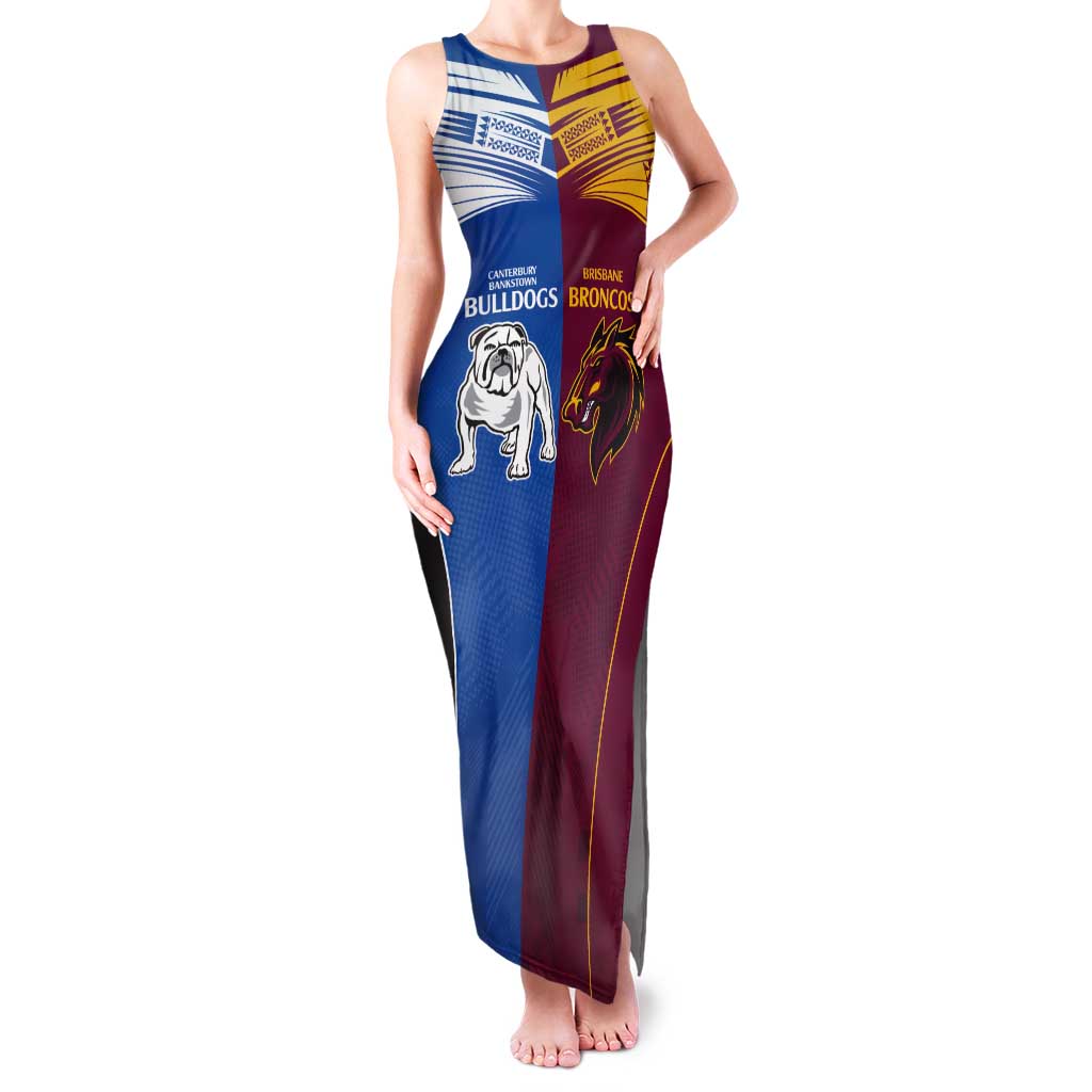 Custom Broncos-Bulldogs Tank Maxi Dress NRL Tribal Half Style