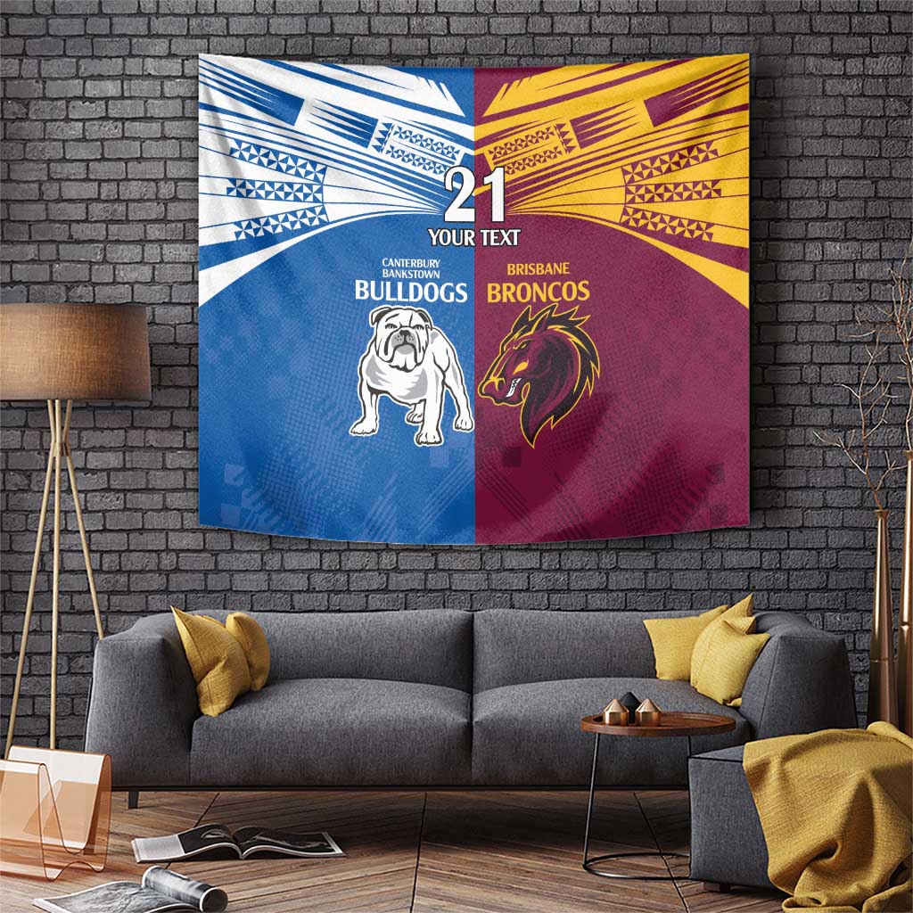 Custom Broncos-Bulldogs Tapestry NRL Tribal Half Style