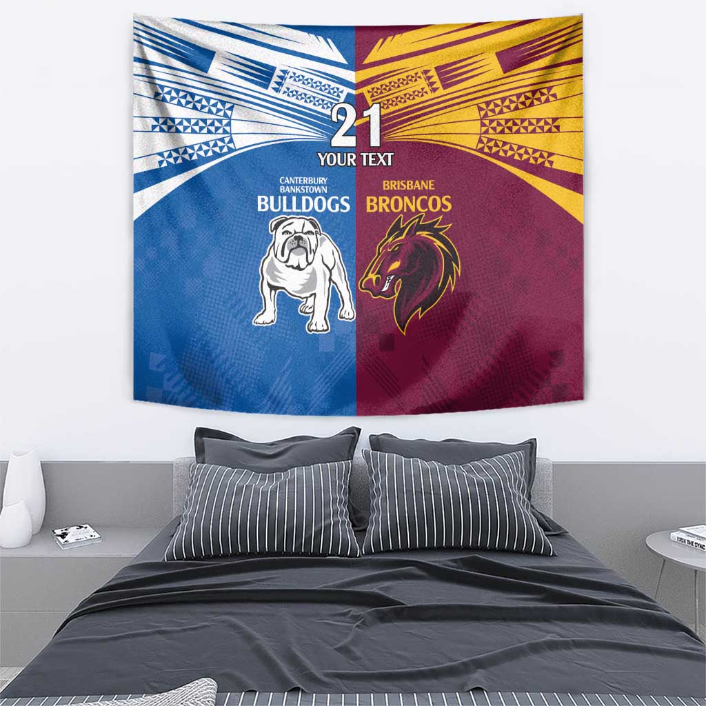 Custom Broncos-Bulldogs Tapestry NRL Tribal Half Style