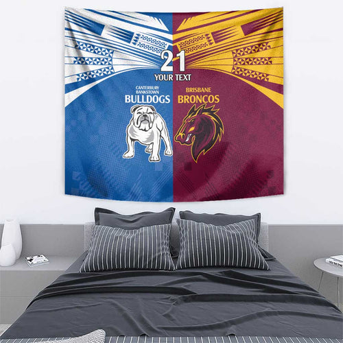 Custom Broncos-Bulldogs Tapestry NRL Tribal Half Style