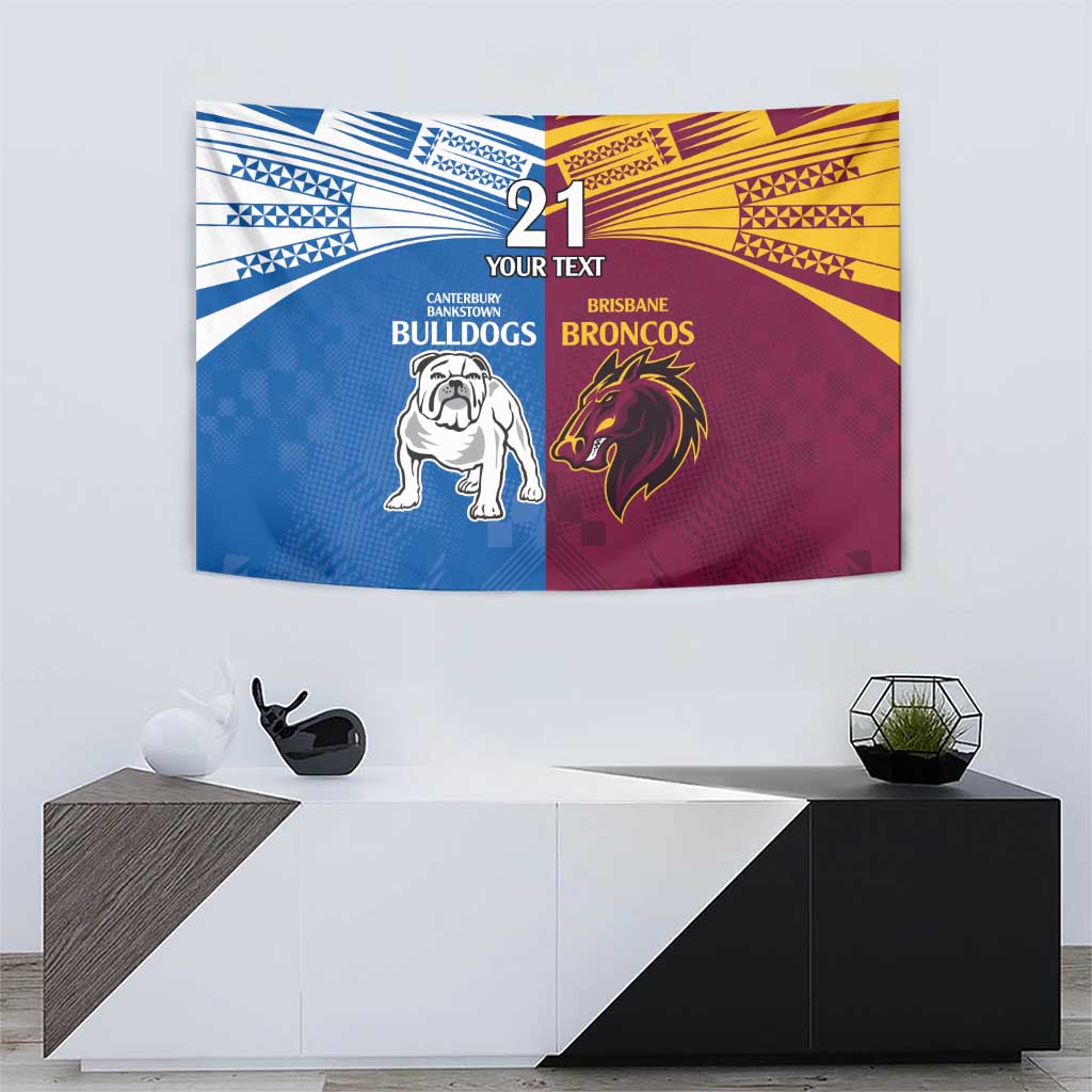 Custom Broncos-Bulldogs Tapestry NRL Tribal Half Style