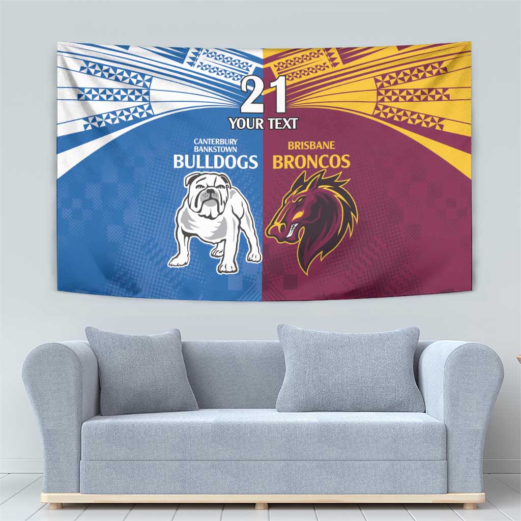 Custom Broncos-Bulldogs Tapestry NRL Tribal Half Style