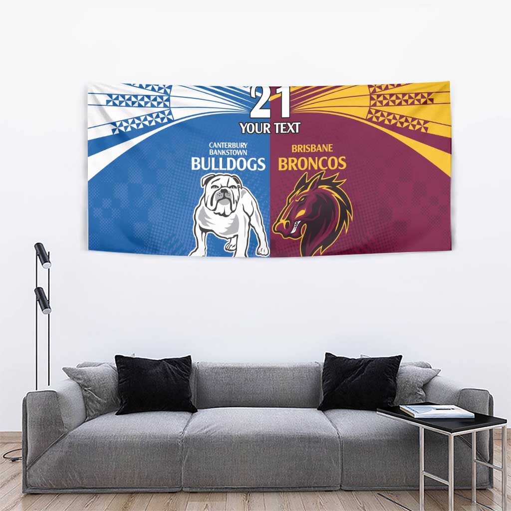 Custom Broncos-Bulldogs Tapestry NRL Tribal Half Style