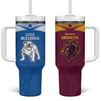 Custom Broncos-Bulldogs Tumbler With Handle NRL Tribal Half Style