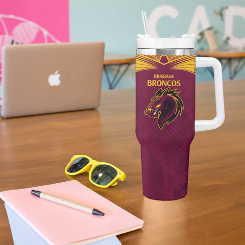 Custom Broncos-Bulldogs Tumbler With Handle NRL Tribal Half Style