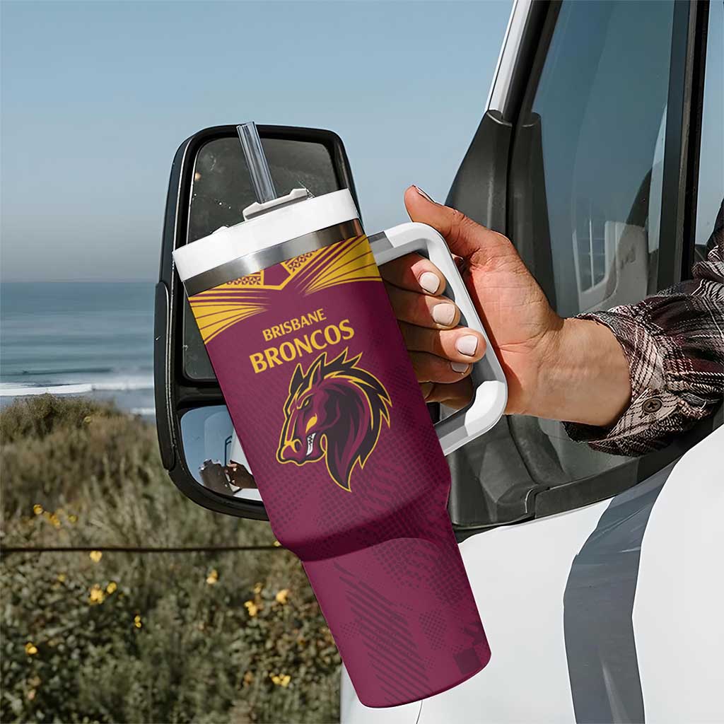 Custom Broncos-Bulldogs Tumbler With Handle NRL Tribal Half Style