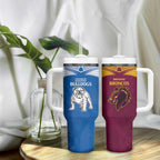 Custom Broncos-Bulldogs Tumbler With Handle NRL Tribal Half Style