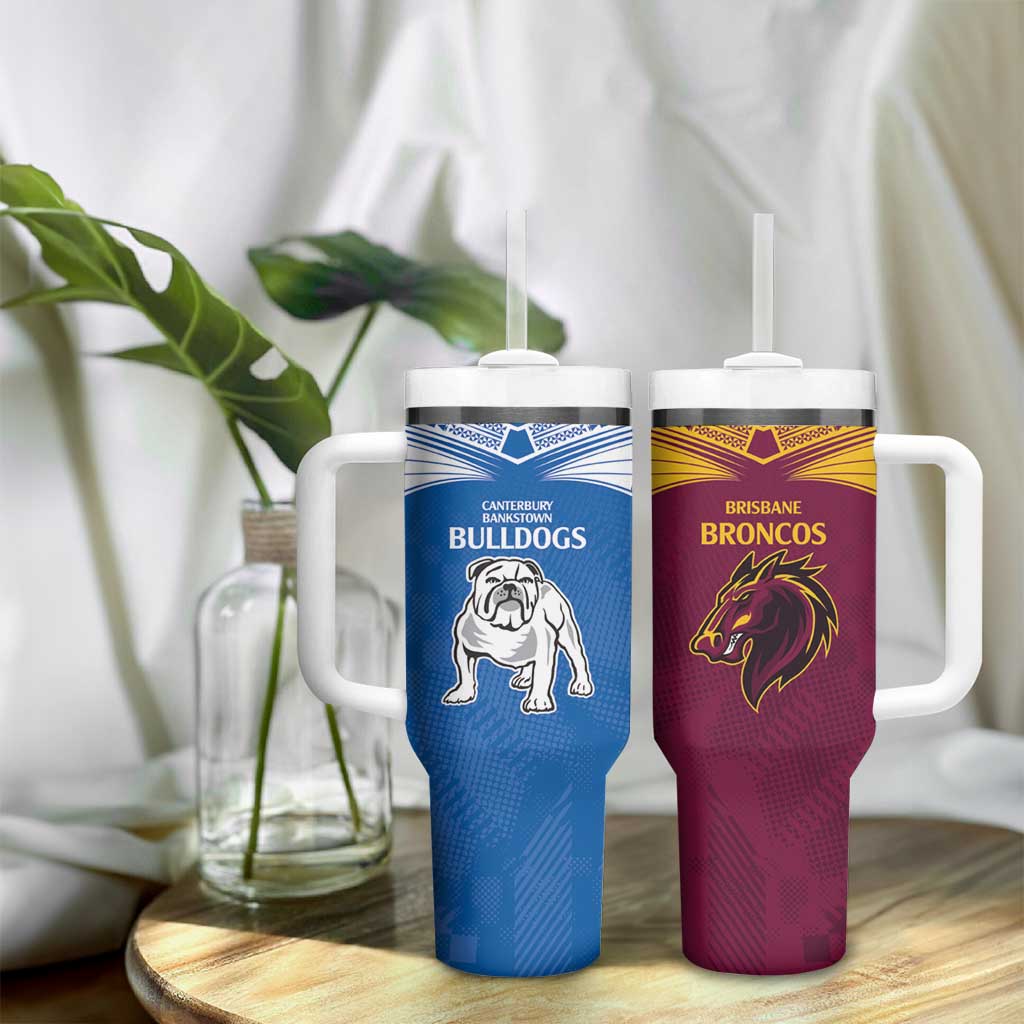 Custom Broncos-Bulldogs Tumbler With Handle NRL Tribal Half Style