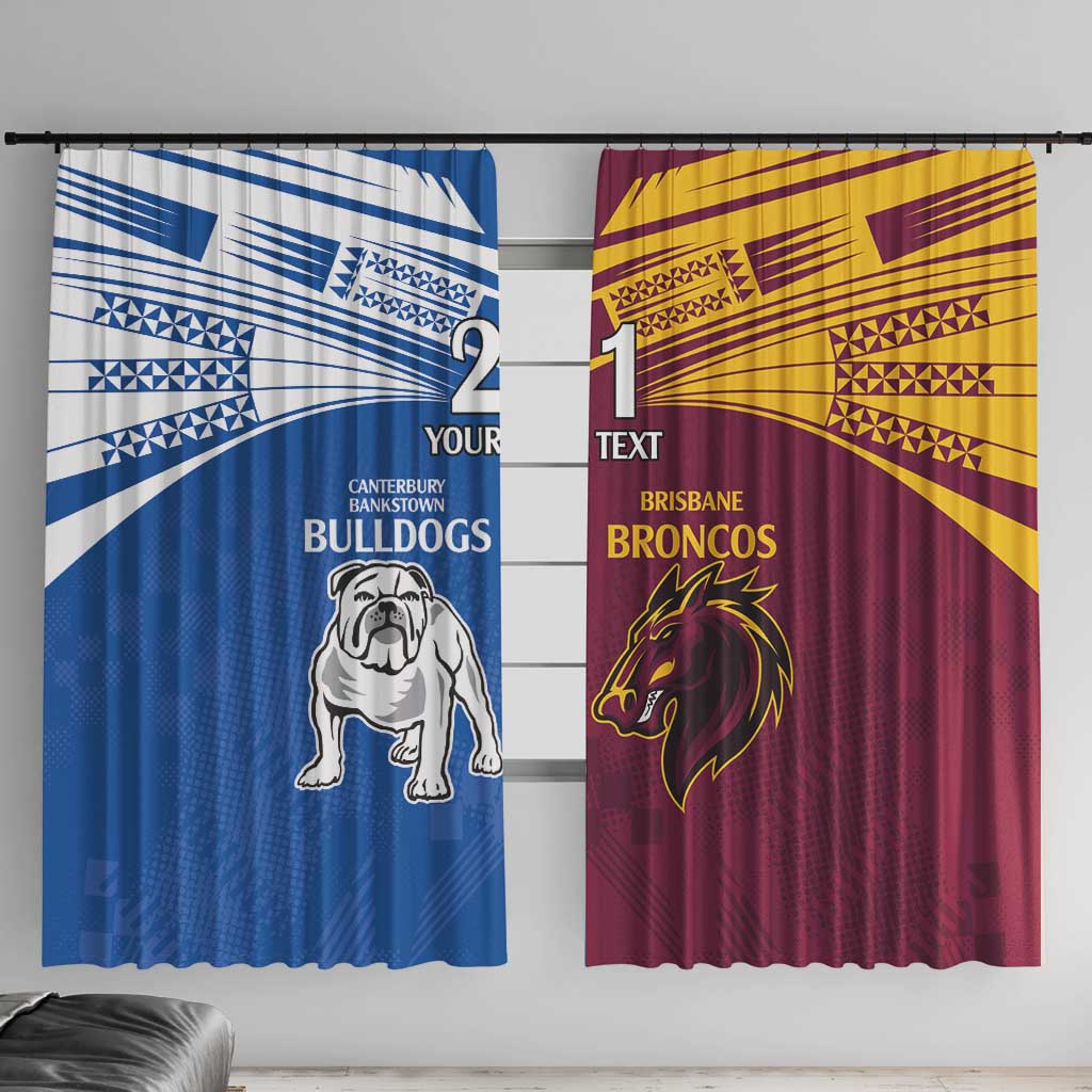 Custom Broncos-Bulldogs Window Curtain NRL Tribal Half Style
