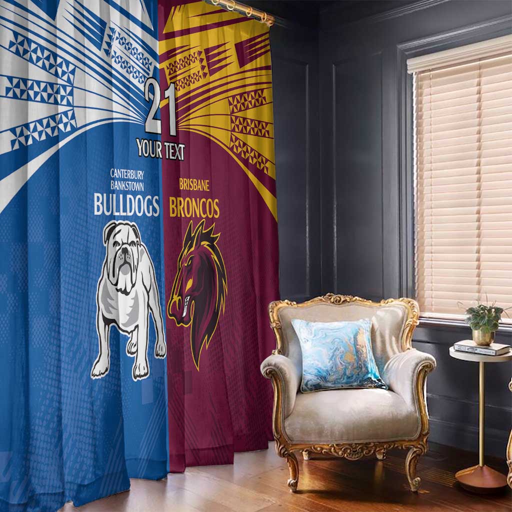 Custom Broncos-Bulldogs Window Curtain NRL Tribal Half Style