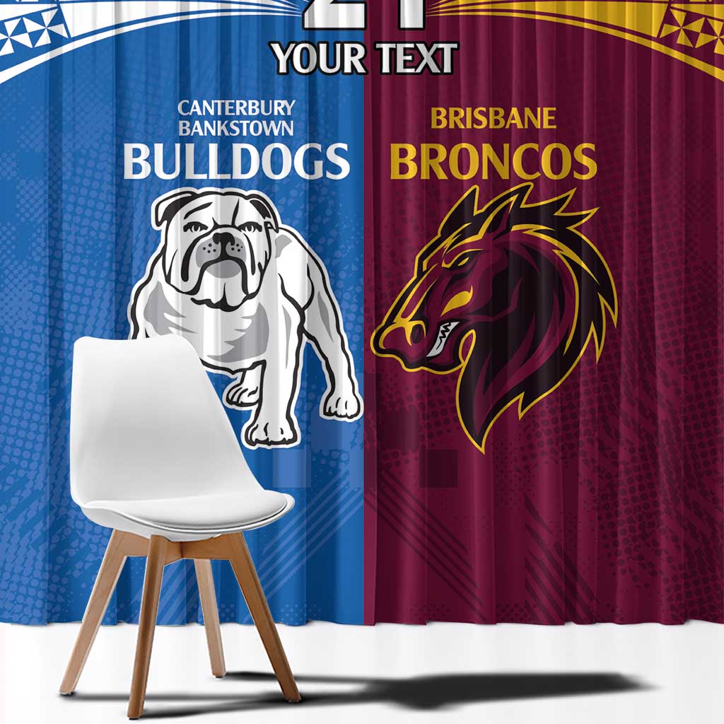 Custom Broncos-Bulldogs Window Curtain NRL Tribal Half Style