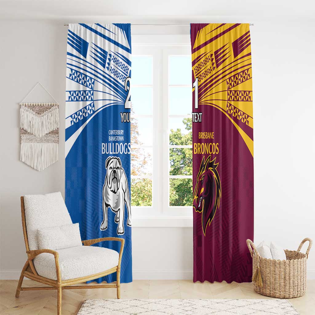 Custom Broncos-Bulldogs Window Curtain NRL Tribal Half Style