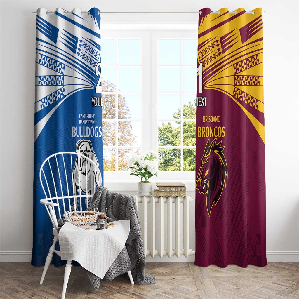 Custom Broncos-Bulldogs Window Curtain NRL Tribal Half Style