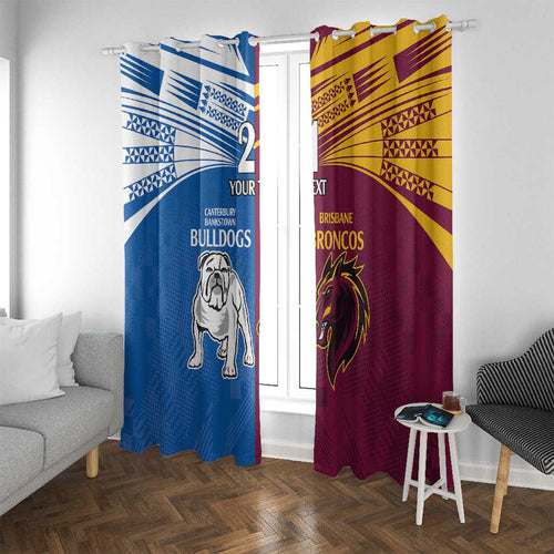 Custom Broncos-Bulldogs Window Curtain NRL Tribal Half Style