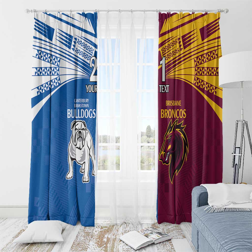 Custom Broncos-Bulldogs Window Curtain NRL Tribal Half Style