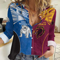 Custom Broncos-Bulldogs Women Casual Shirt NRL Tribal Half Style