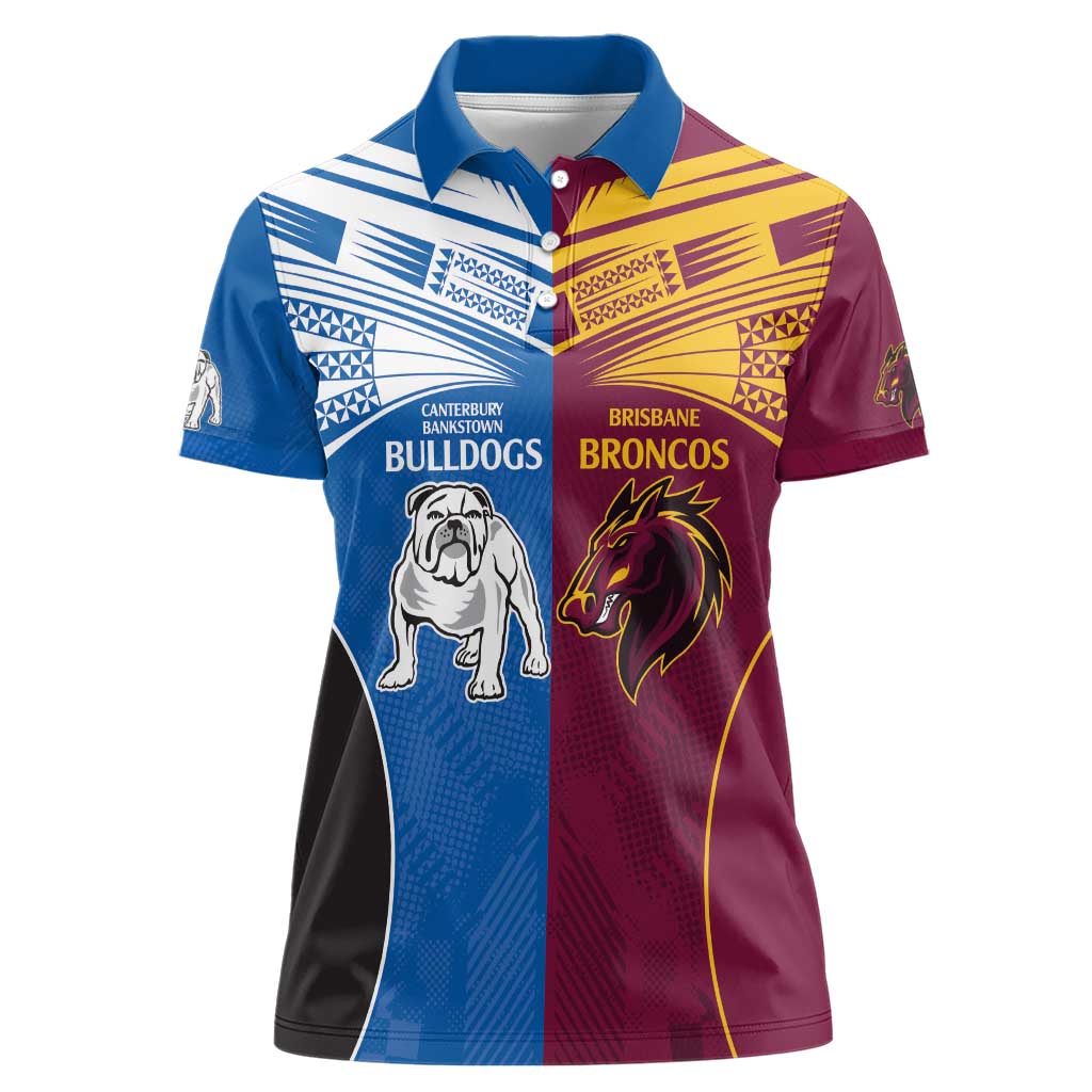 Custom Broncos-Bulldogs Women Polo Shirt NRL Tribal Half Style