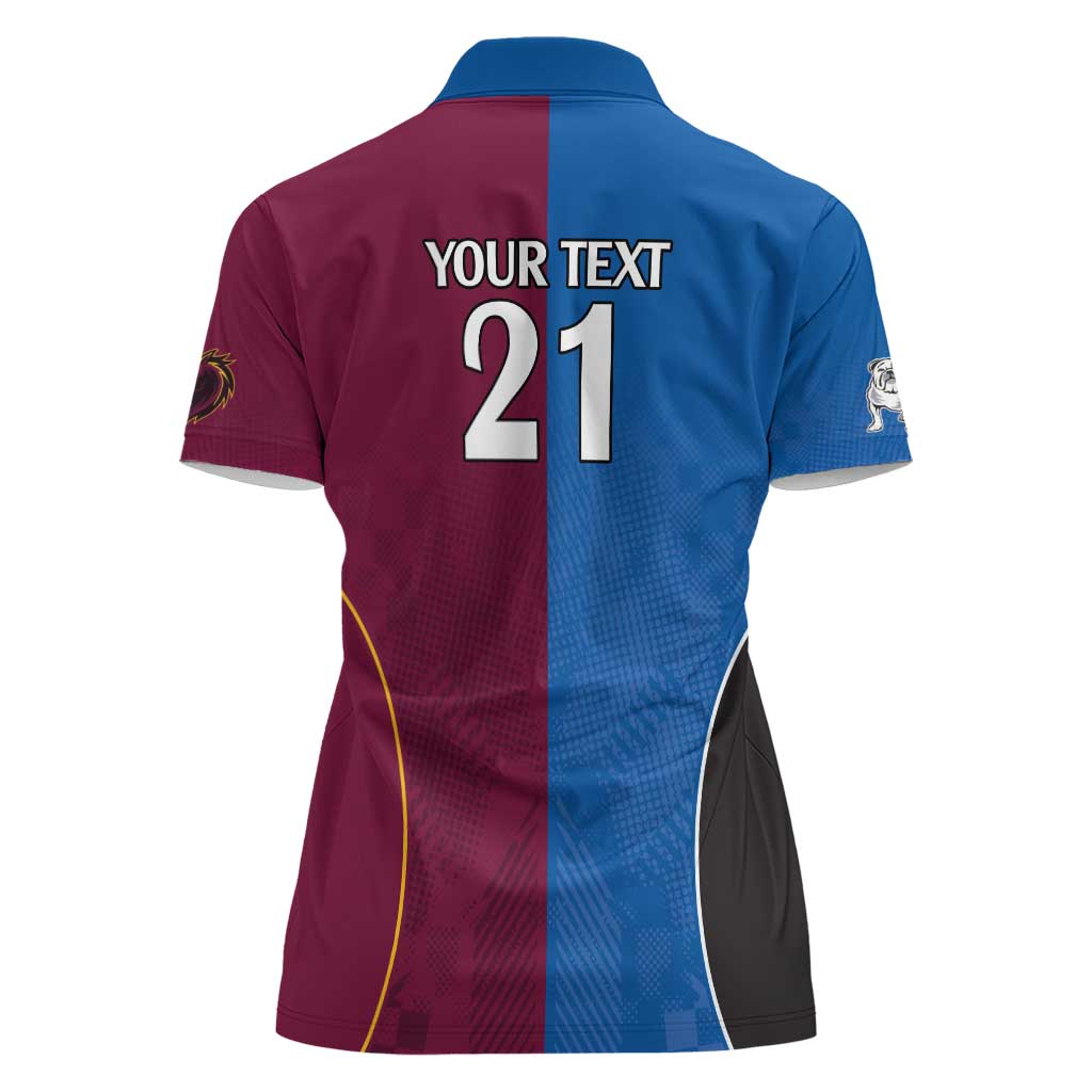 Custom Broncos-Bulldogs Women Polo Shirt NRL Tribal Half Style