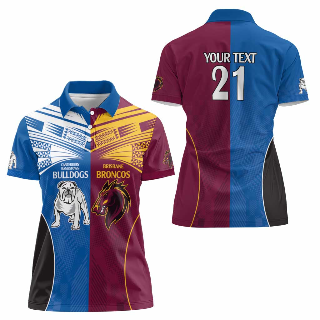 Custom Broncos-Bulldogs Women Polo Shirt NRL Tribal Half Style