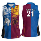 Custom Broncos-Bulldogs Women Sleeveless Polo Shirt NRL Tribal Half Style