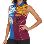 Custom Broncos-Bulldogs Women Sleeveless Polo Shirt NRL Tribal Half Style