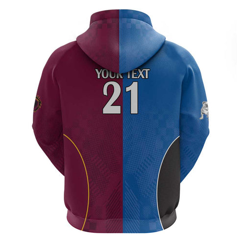 Custom Broncos-Bulldogs Zip Hoodie NRL Tribal Half Style
