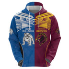 Custom Broncos-Bulldogs Zip Hoodie NRL Tribal Half Style