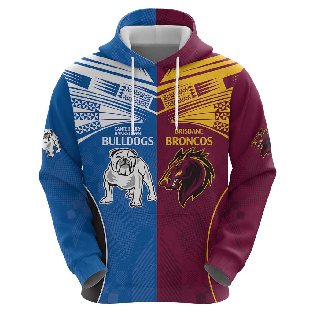Custom Broncos-Bulldogs Zip Hoodie NRL Tribal Half Style
