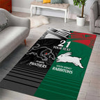 Custom Rabbitohs-Panthers Area Rug NRL Tribal Half Style