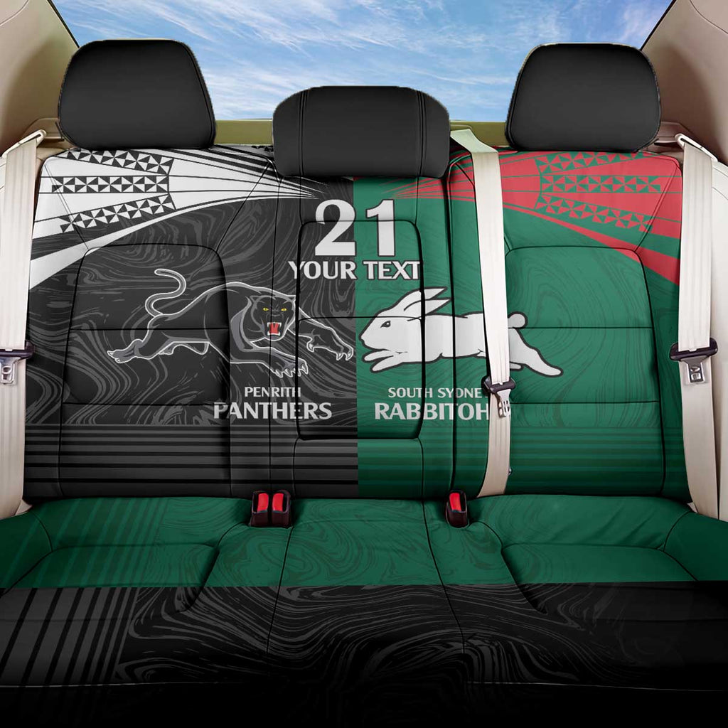 Custom Rabbitohs-Panthers Back Car Seat Cover NRL Tribal Half Style