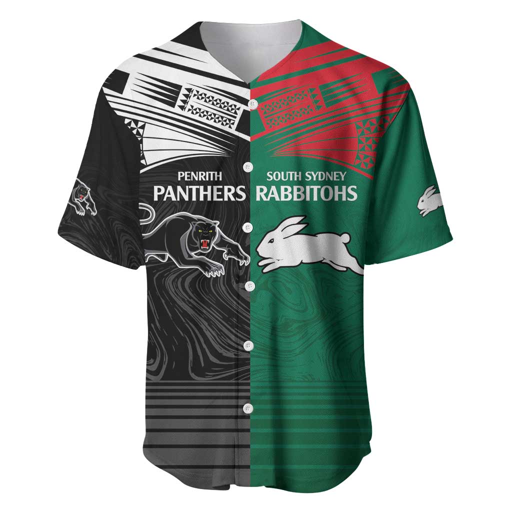 Custom Rabbitohs-Panthers Baseball Jersey NRL Tribal Half Style