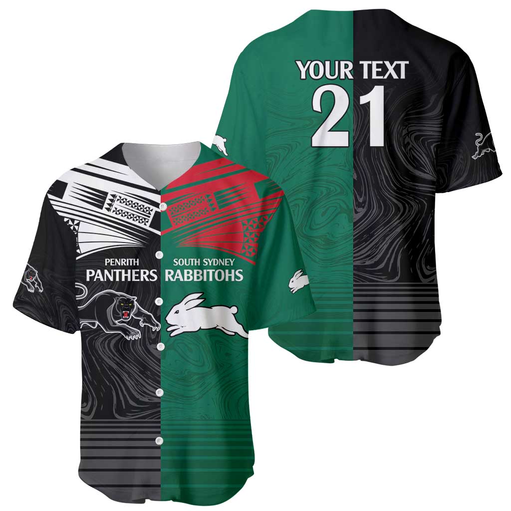 Custom Rabbitohs-Panthers Baseball Jersey NRL Tribal Half Style