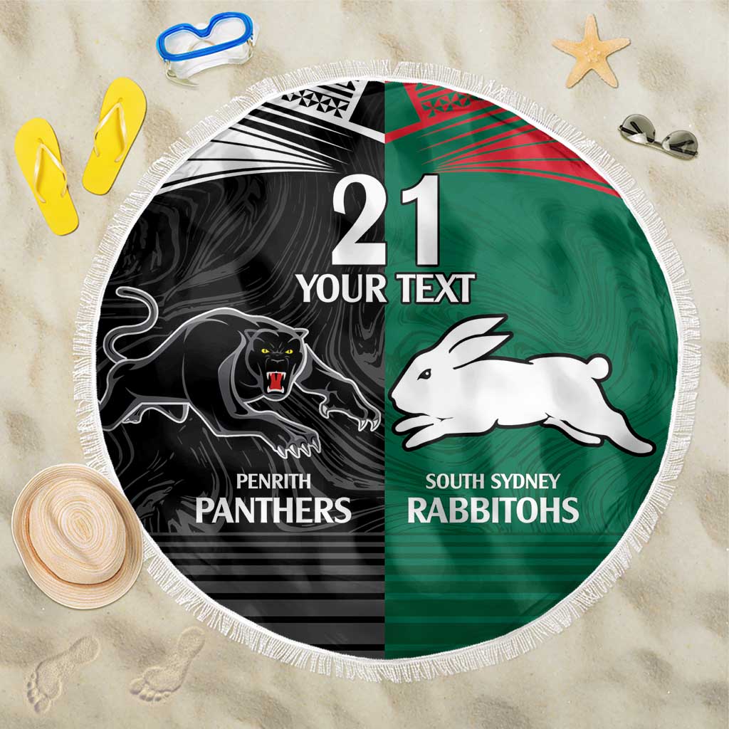 Custom Rabbitohs-Panthers Beach Blanket NRL Tribal Half Style