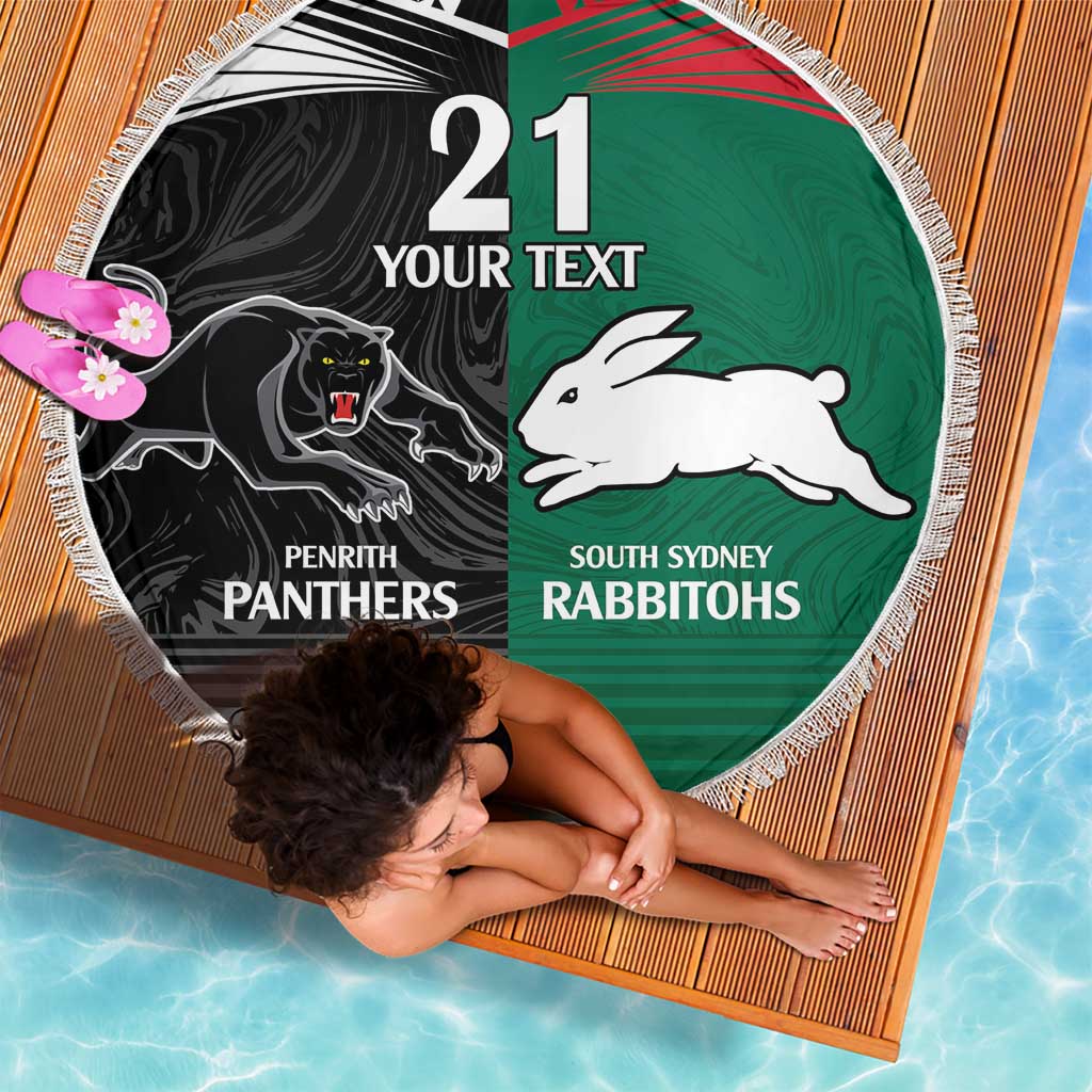 Custom Rabbitohs-Panthers Beach Blanket NRL Tribal Half Style