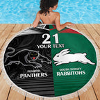 Custom Rabbitohs-Panthers Beach Blanket NRL Tribal Half Style
