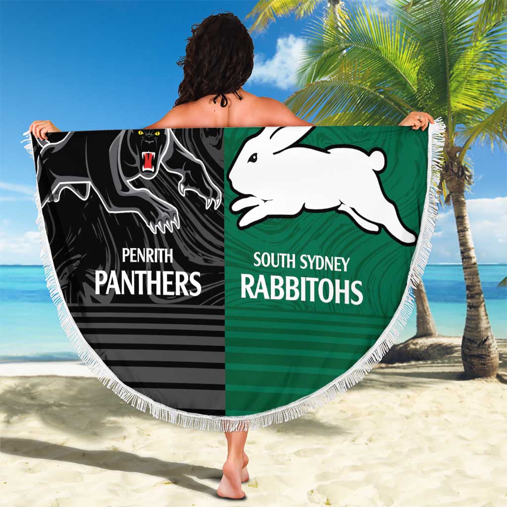 Custom Rabbitohs-Panthers Beach Blanket NRL Tribal Half Style