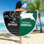 Custom Rabbitohs-Panthers Beach Blanket NRL Tribal Half Style