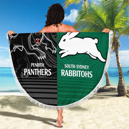 Custom Rabbitohs-Panthers Beach Blanket NRL Tribal Half Style